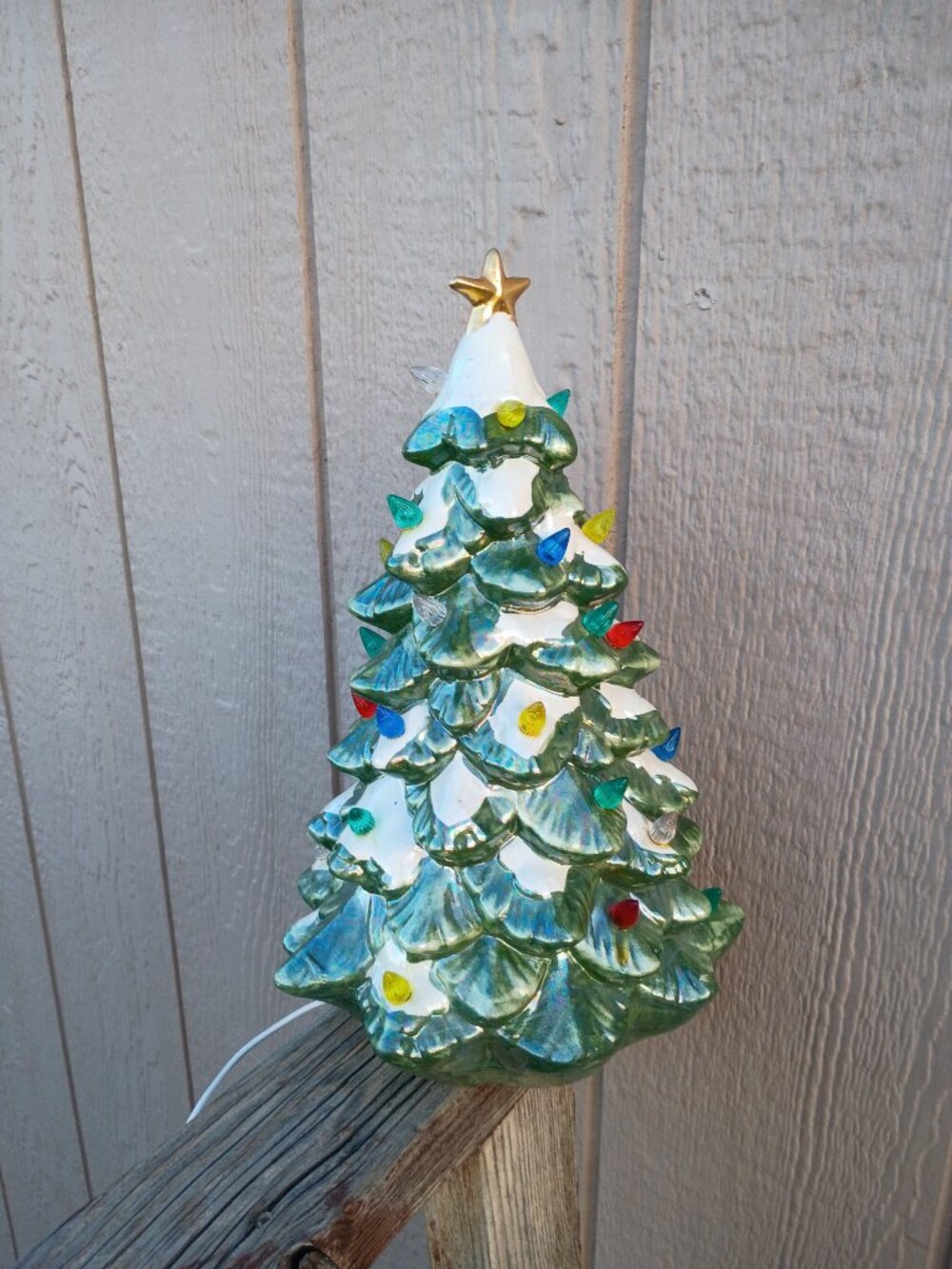 RESERVED   Christmas Tree Lamp — Multicolor Lights & Gold Star — Studio Mold - Picture 4 of 11